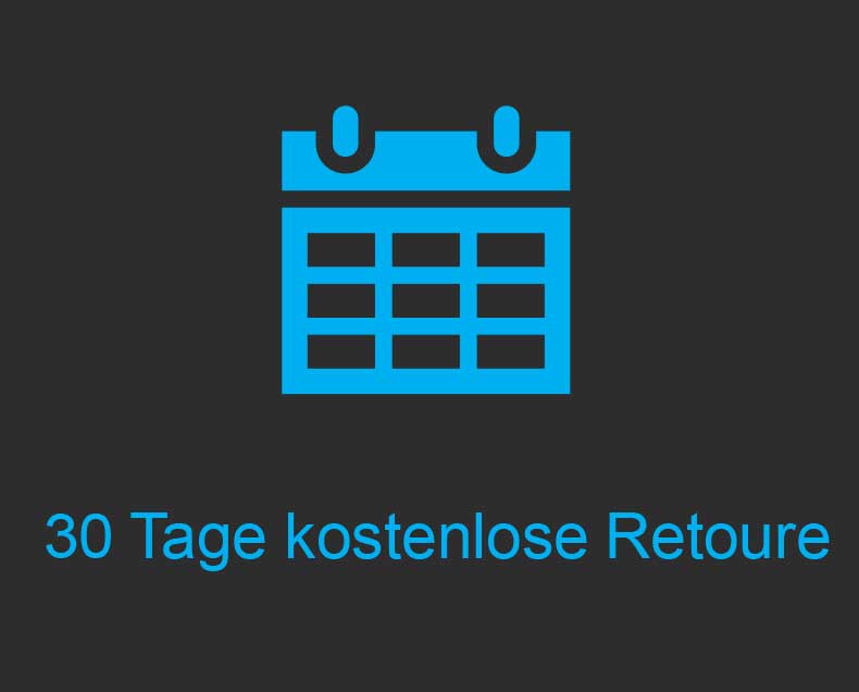 Kalender-Icon mit dem Text "30 Tage kostenlose Retoure"