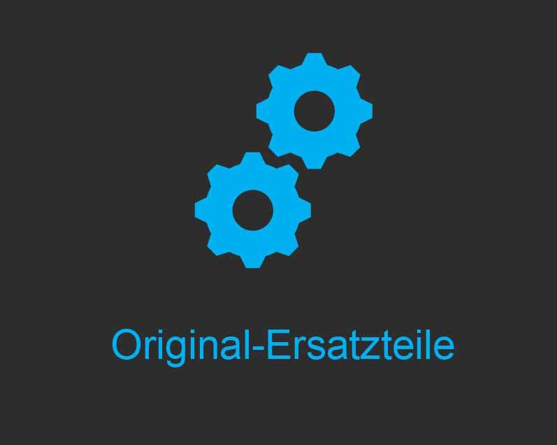 Zahnräder-Icon mit dem Text "Original-Ersatzteile"